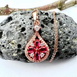 New Handcrafted Pink Sapphire Pendant Handcrafted 18K Rose Gold Vermeil